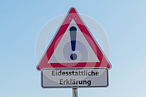 Sign Declaration of an Oath german `Eidesstattliche Versicherung`