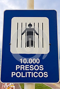 Sign depicting the political situation during the dictatorship i