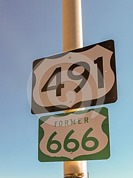 Sign for the Devils Highway Route 666