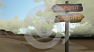 Sign direction deposits-credits
