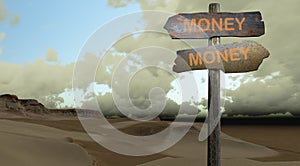 Sign direction money-money