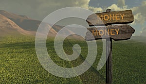 Sign direction money-money