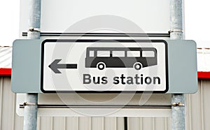 Sign for and direction to bus station.
