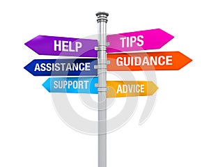 Sign Directions Support Help Tips Advice Guidance Assistance