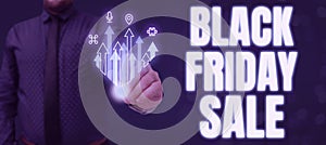 Sign displaying Black Friday SaleShopping Day Start of the Christmas Shopping Season. Internet Concept Shopping Day