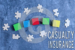 Sign displaying Casualty Insurance. Business idea overage against loss of property or other liabilities Stack of Sample photo
