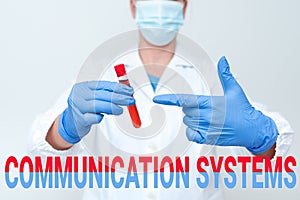 Sign displaying Communication Systems. Business showcase Flow of Information use of Machine to transmit signals Studying