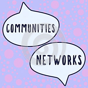 Sign displaying Communities And Networks. Word for Collaboration of Learnings and Practices of Members