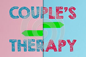 Sign displaying Couple S Therapy. Business concept treat relationship distress for individuals and couples Two Objects