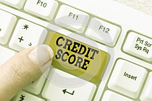 Sign displaying Credit Score. Business idea Represent the creditworthiness of an individual Lenders rating Abstract