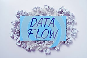 Text sign showing Data Flow. Business concept the movement of data through a system comprised of software
