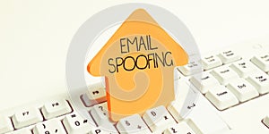 Sign displaying Email Spoofing. Conceptual photo secure the access and content of an email account or service