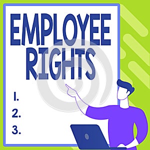 Sign displaying Employee Rights. Business idea All employees have basic rights in their own workplace Creating New