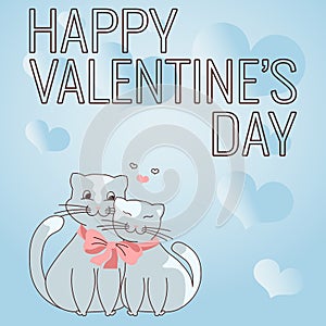 Sign displaying HAPPY VALENTINES DAY. Business approach Day of lovers to express their feelings Cats tied together with