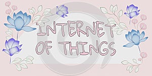 Sign displaying Internet Of Thingsconnection of Devices to the Net to Send Receive Data. Business concept connection of