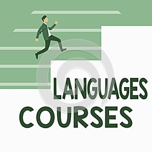 Sign displaying Languages Courses. Concept meaning set of classes or a plan of study on a foreign language Gentleman In
