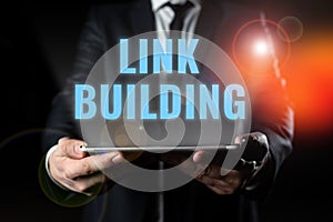 Sign displaying Link Building. Business showcase SEO Term Exchange Links Acquire Hyperlinks Indexed