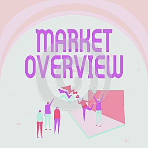 Sign displaying Market Overview. Concept meaning brief synopsis of a commercial or industrial market Illustration Of