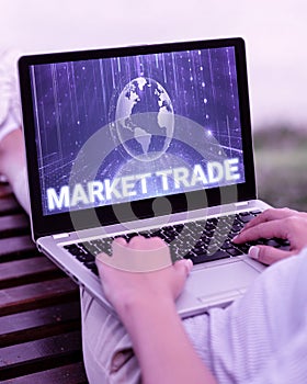Sign displaying Market Trade. Business concept forex trading graph of financial investment or Economic trends business