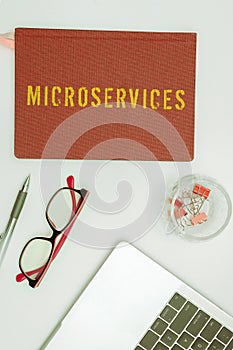 Writing displaying text Microservices. Business overview Software development technique Building single function module