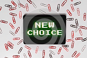 Sign displaying New Choice. Word Written on having lot of options and adding another one to choose between