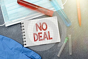 Sign displaying No Deal. Conceptual photo a negative result on agreement or an arrangement like in business Writing