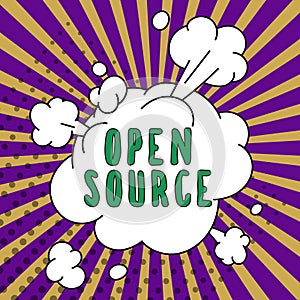 Handwriting text Open Source. Business idea denoting software which original source code freely available