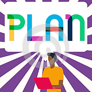 Sign displaying Plan. Business idea Start of a detailed proposal of doing or achieving something
