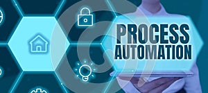 Sign displaying Process Automation. Business idea the use of technology to automate business actions