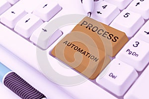 Sign displaying Process Automation. Internet Concept the use of technology to automate business actions