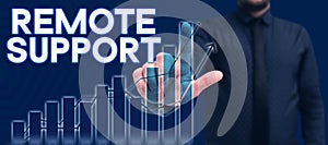 Sign displaying Remote Support. Internet Concept help end-users to solve computer problems and issues remotely