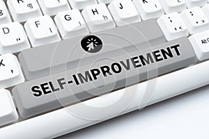 Sign displaying Self Improvement. Internet Concept process of making yourself a better or more knowledgable photo
