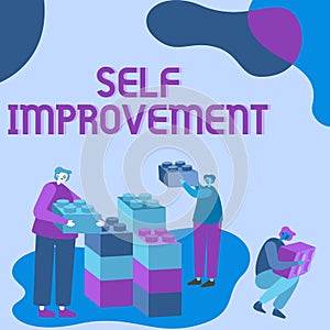 Sign displaying Self Improvement. Word for process of making yourself a better or more knowledgable Colleagues photo