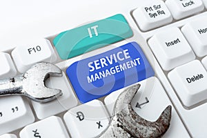 Sign displaying It Service Management. Conceptual photo the process of aligning enterprise IT services