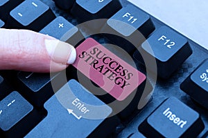 Sign displaying Success Strategy. Word for provides guidance the bosses needs to run the company Writing Online Research