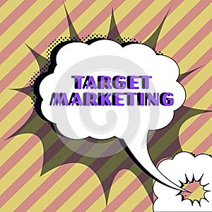 Sign displaying Target Marketing. Business showcase production and distribution of yarn cloth and clothing Man With