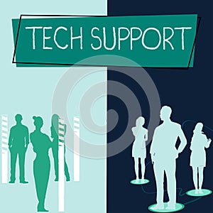 Sign displaying Tech Support. Concept meaning Help given by technician Online or Call Center Customer Service Important