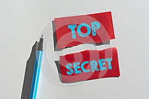 Sign displaying Top Secret. Business overview telling someone important data or information that he cant tell -47609