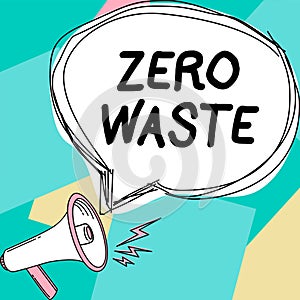 Sign displaying Zero Waste. Concept meaning industrial responsibility includes composting, recycling and reuse