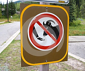 Sign of `Do Not Feed` in Miette Hot Springs, Canadian Rockies