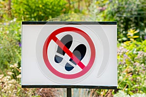 sign don't step - nature background behind summer season