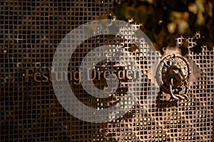 Sign of Dresden fortress at Bruhl terrace