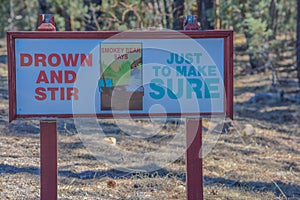 Sign - Drown and Stir, Just to Make Sure. Near Overgaard in Sitgreaves National Forest, Navajo County, Arizona USA