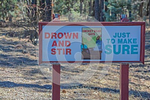 Sign - Drown and Stir, Just to Make Sure. Near Overgaard in Sitgreaves National Forest, Navajo County, Arizona USA