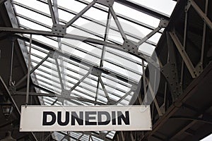 Sign on Dunedin railway station