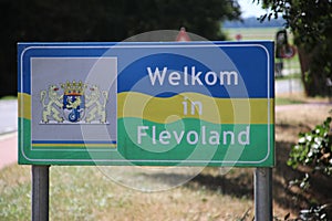 Sign in dutch language to say welcome to the state Flevoland at the City of Lemmer.