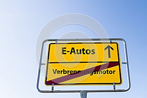 Sign electric cars internal combustion engine german \