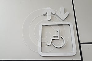 The sign of elevator for disabled handicap wheel chair people