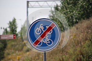 Sign on the end of cyclist and scooter lane in the Netherlands at Moordrecht.