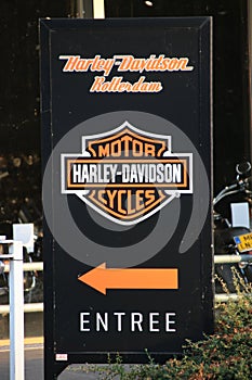 Sign of entrance of Harley Davidson dealer in Rotterdam the Netherlands